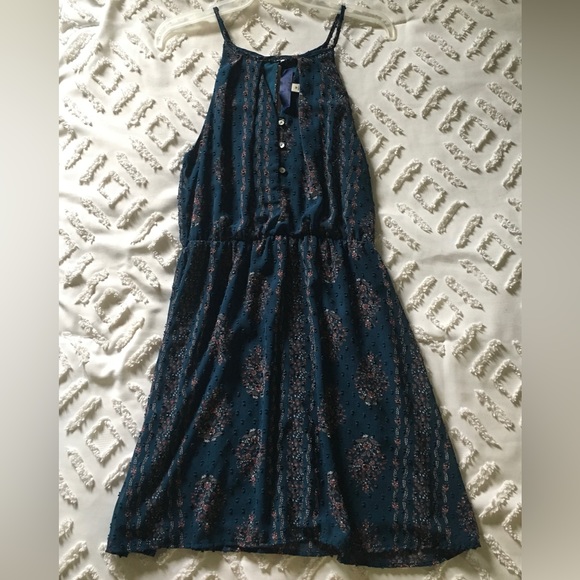 Blue Rain Teal Floral Patterned Boho/Peasant Dress (From Francesca’s!)💙 - Picture 1 of 6
